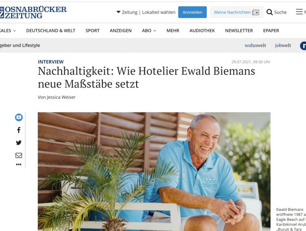 Neuen Osnabrücker Zeitung - Nachhaltigkeit: Wie Hotelier Ewald Biemans neue Maßstäbe setzt