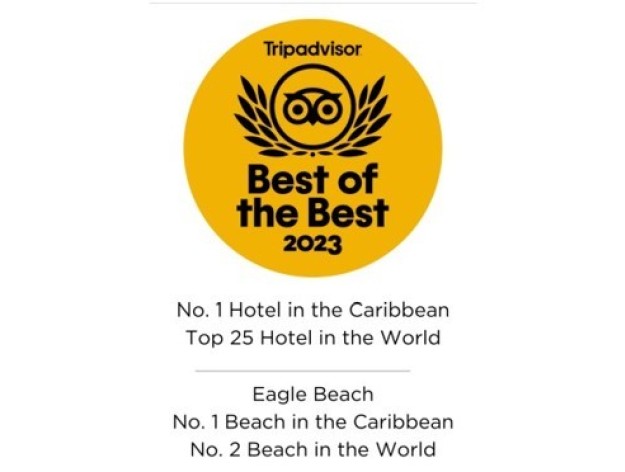 Bucuti & Tara Beach Resort, Aruba, Reigns Supreme as No. 1 in the Caribbean, Sole Caribbean Hotel to Grace Top 25 Hotels of the World on Tripadvisor
